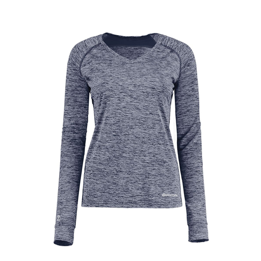 [222770.U22.XS-LOGO2] Ladies Electric Long Sleeve Shirt (Female Adult XS, Navy, Logo 2)